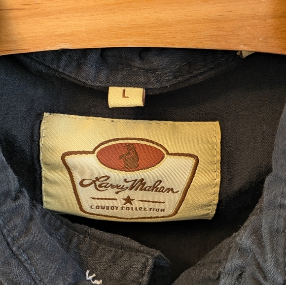Larry mahan Western shirt Pearl snap buttons black size large - Picture 5 of 5
